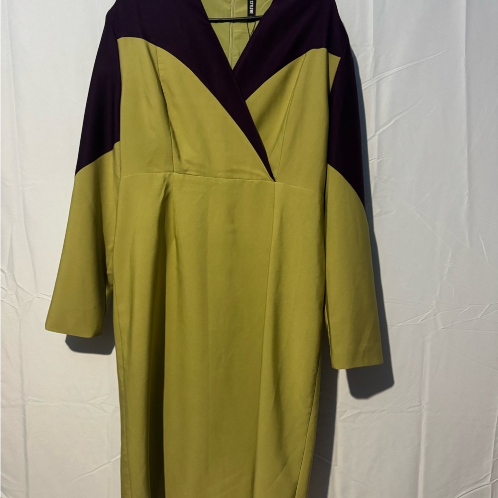 STYLEWE Long Sleeve Dress in Purple and Green Size XL
